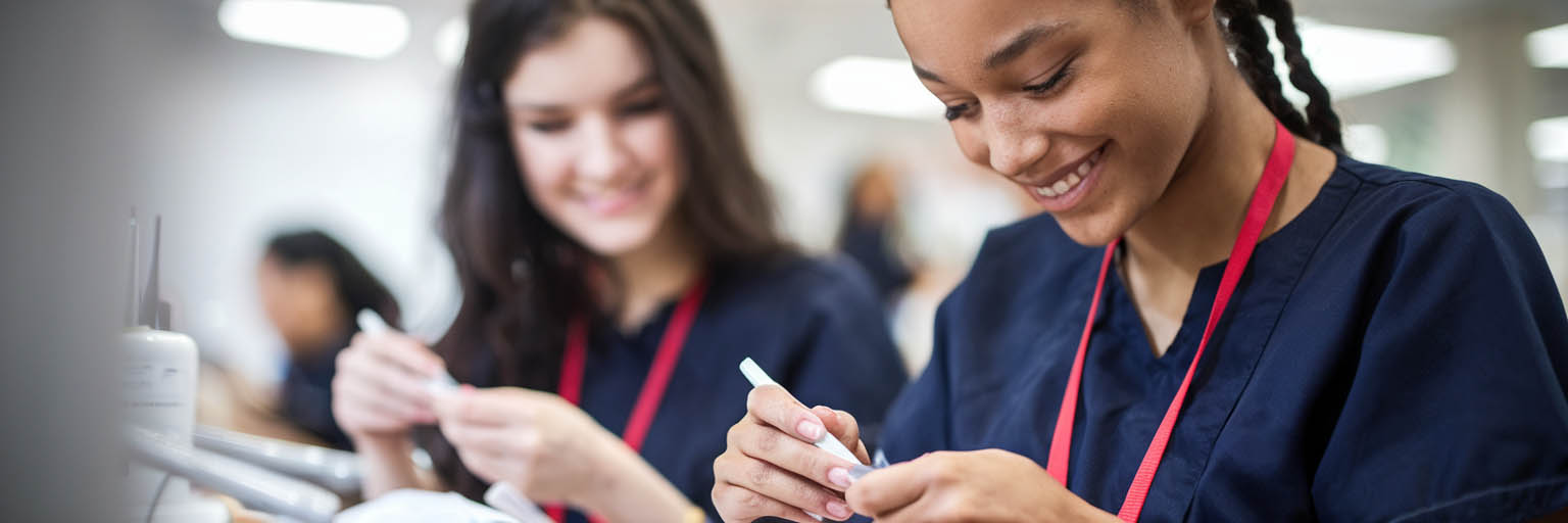 Student painting nails