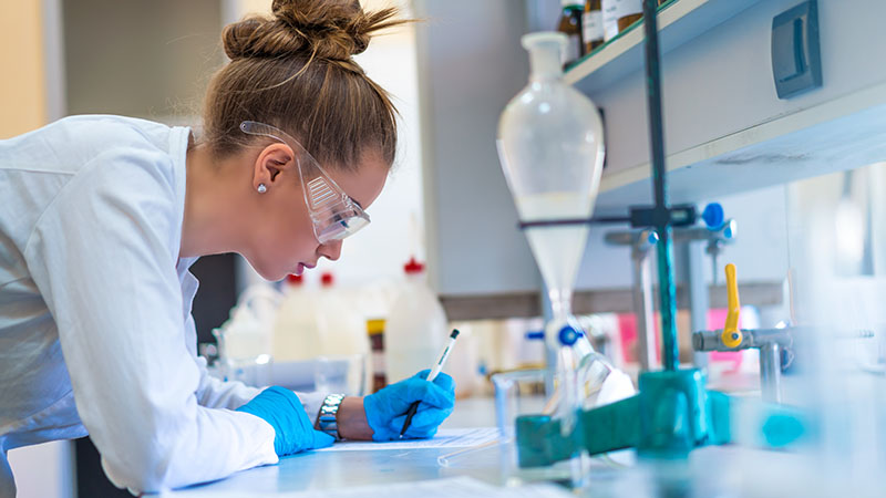 Woman in science lab