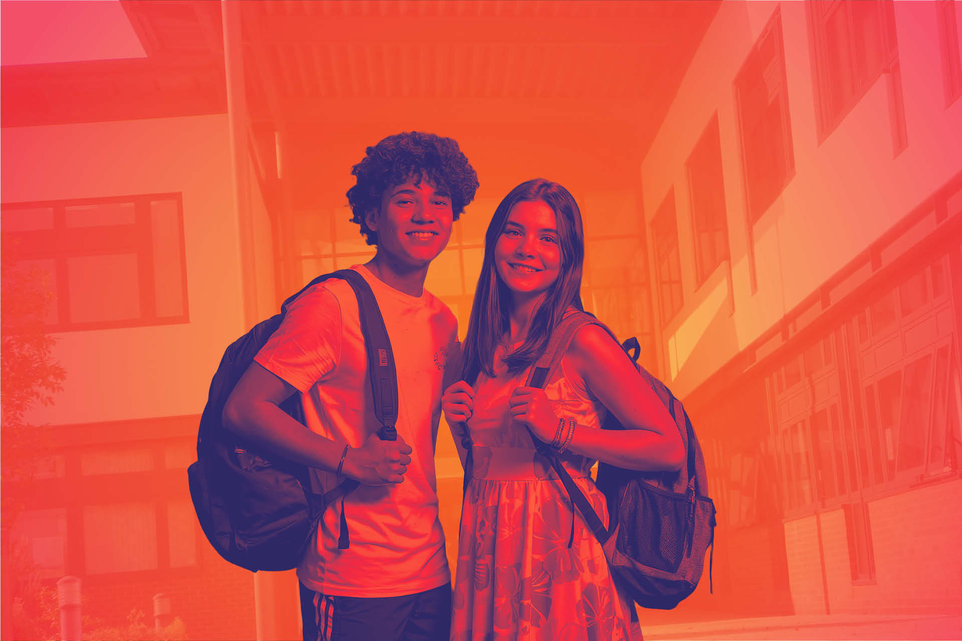 Young students on first day of college