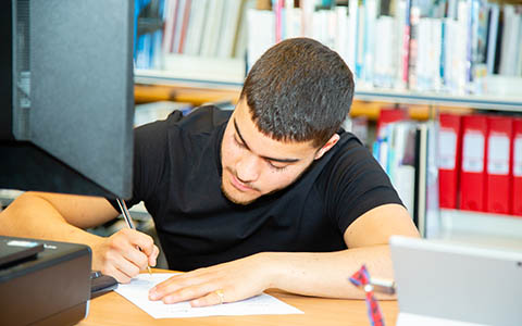 Student studying in the Student Hub