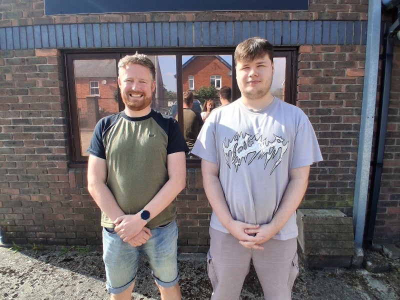 Ross Devereux and Liam Kidd outside Lifecycle Software