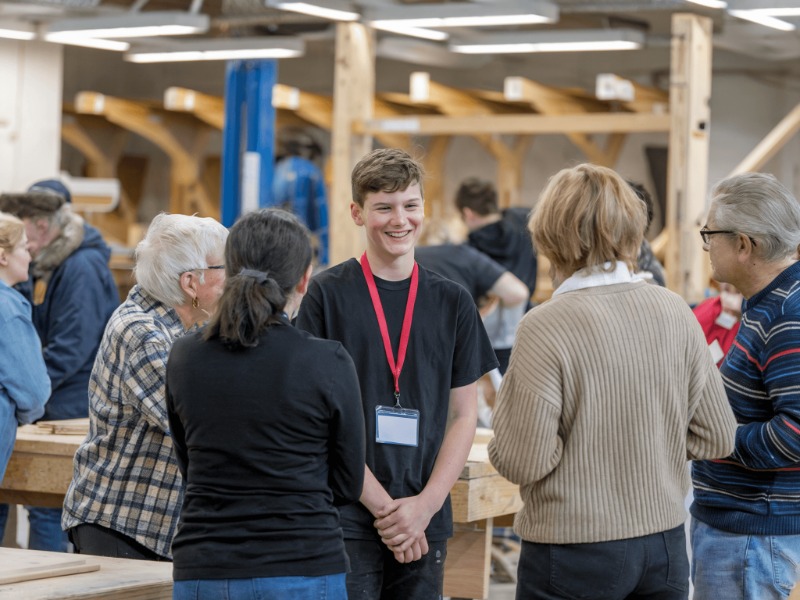 T Level student showing around visitors