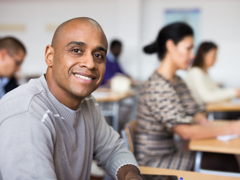 Adult learner in class