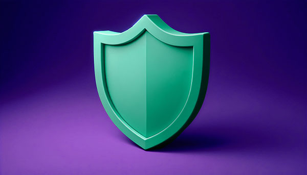 Green shield on a purple background