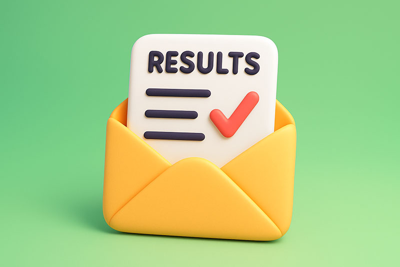 Results slip in envelope